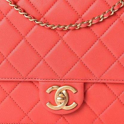 CHANEL QUILTED LAMBSKIN PEARL CHAIN MEDIUM FLAP BAG