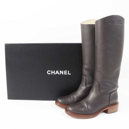 CHANEL CALFSKIN LEATHER TALL RIDING BOOTS
