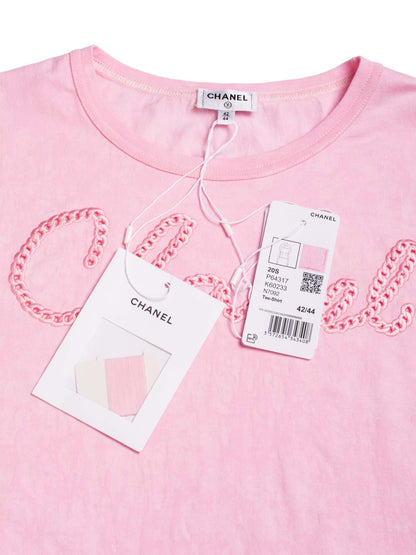 Chanel Logo Cotton Embroidered Tie-Dye T-Shirt Pink