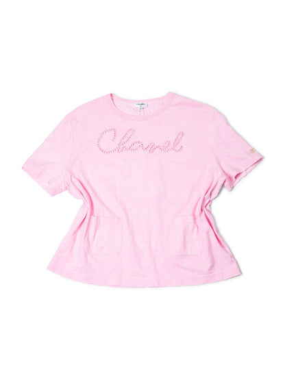 Chanel Logo Cotton Embroidered Tie-Dye T-Shirt Pink