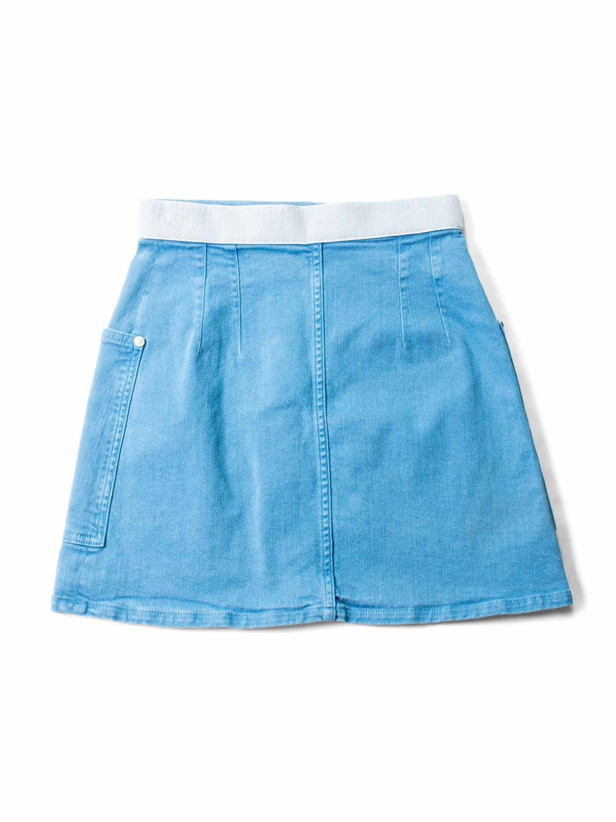 Chanel Logo Denim Mini Skirt Blue