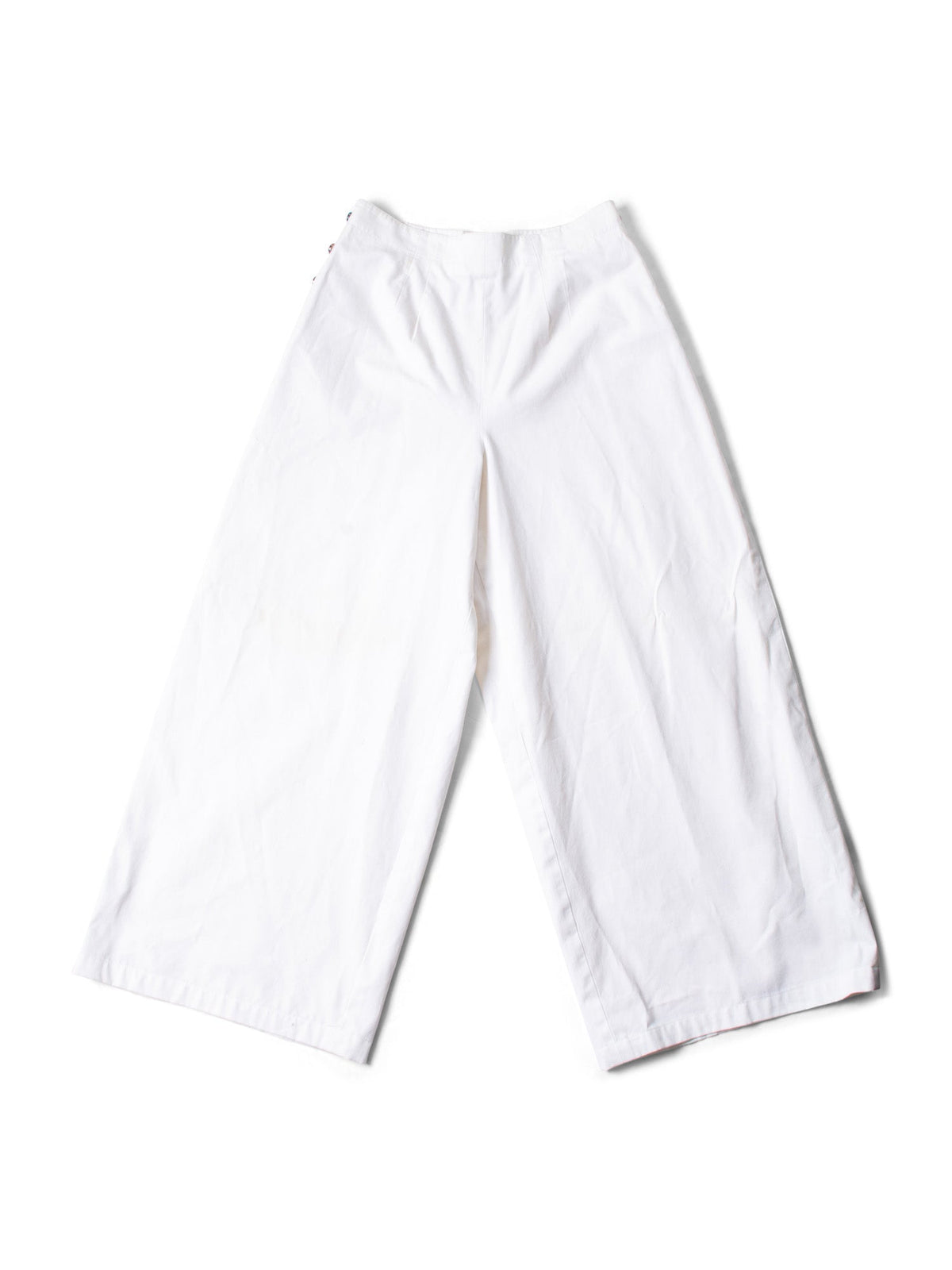 CHANEL Logo High Wasted Wide Sailor Pants White-designer resale