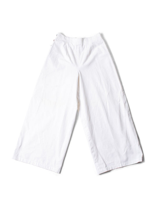 CHANEL Logo High Wasted Wide Sailor Pants White-designer resale