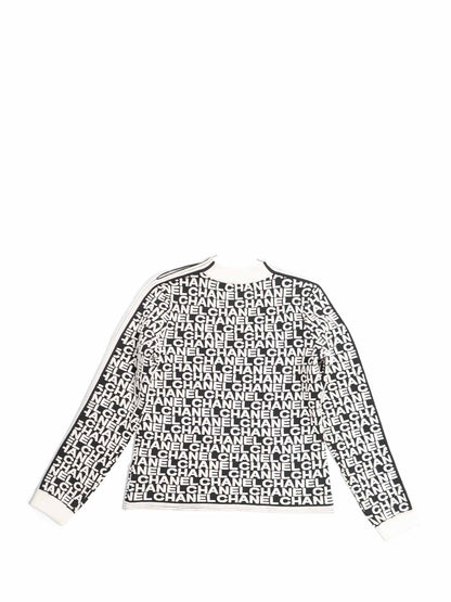 Chanel Logo Knit Zipper Sweater Black White