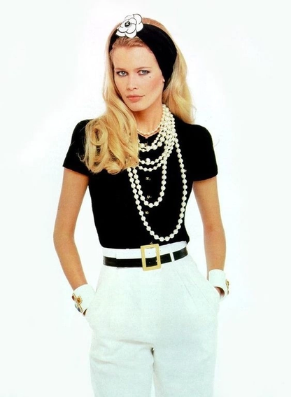 Chanel Logo Leather Wide Belt Black White