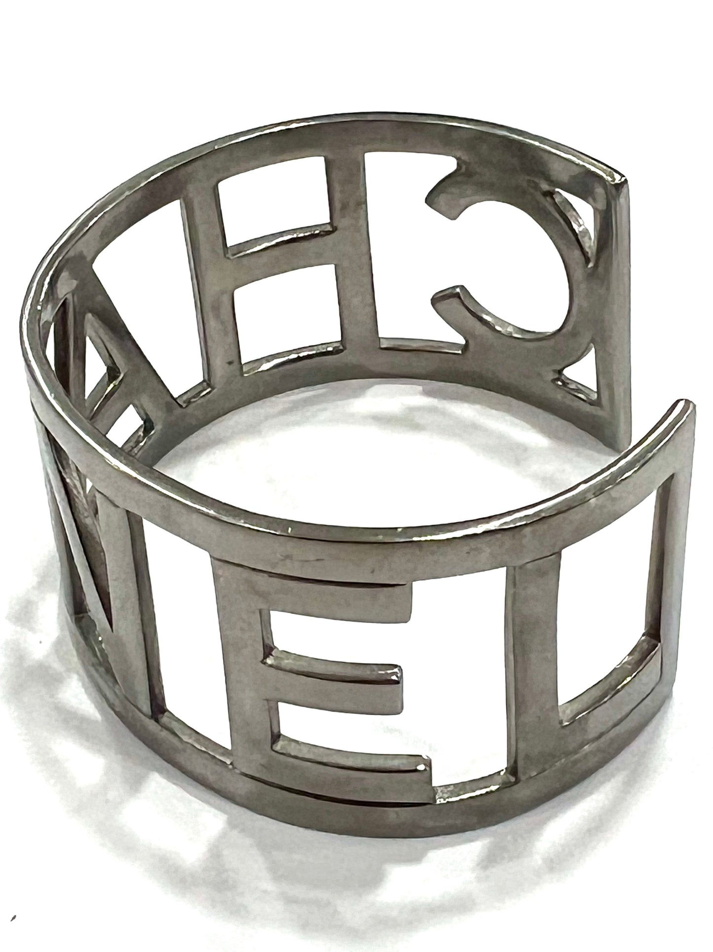 CHANEL METAL LOGO CUFF BRACELET