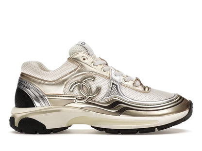 CHANEL MIXED FABRIC METALLIC LAMINATED CALFSKIN CC SNEAKERS