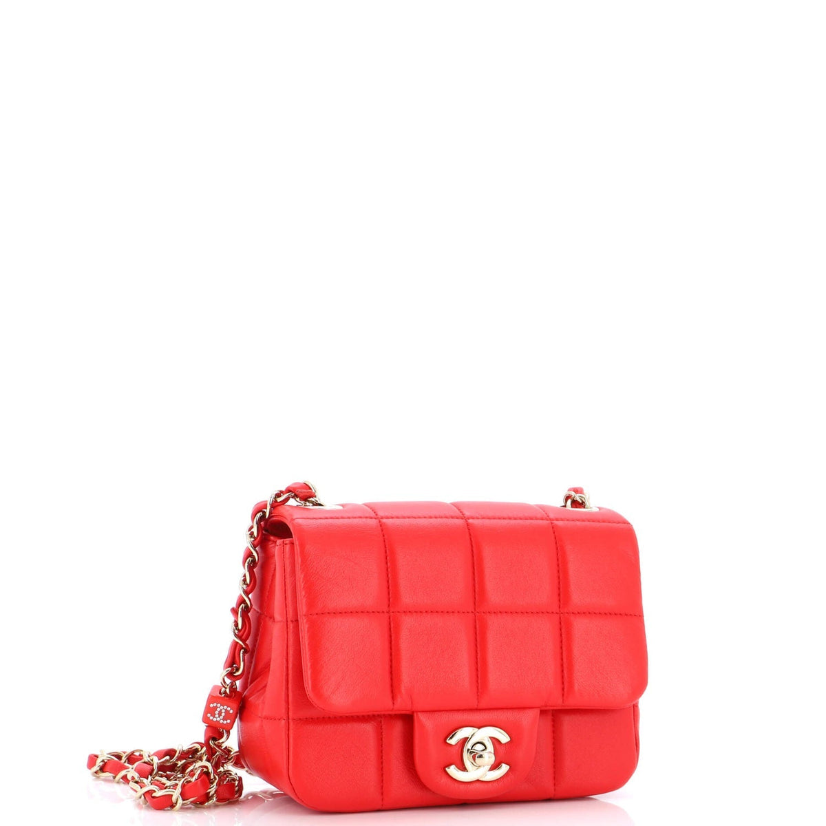 CHANEL MONACOCO LOGO BLOCKS MINI FLAP QUILTED LAMBSKIN LEATHER BAG