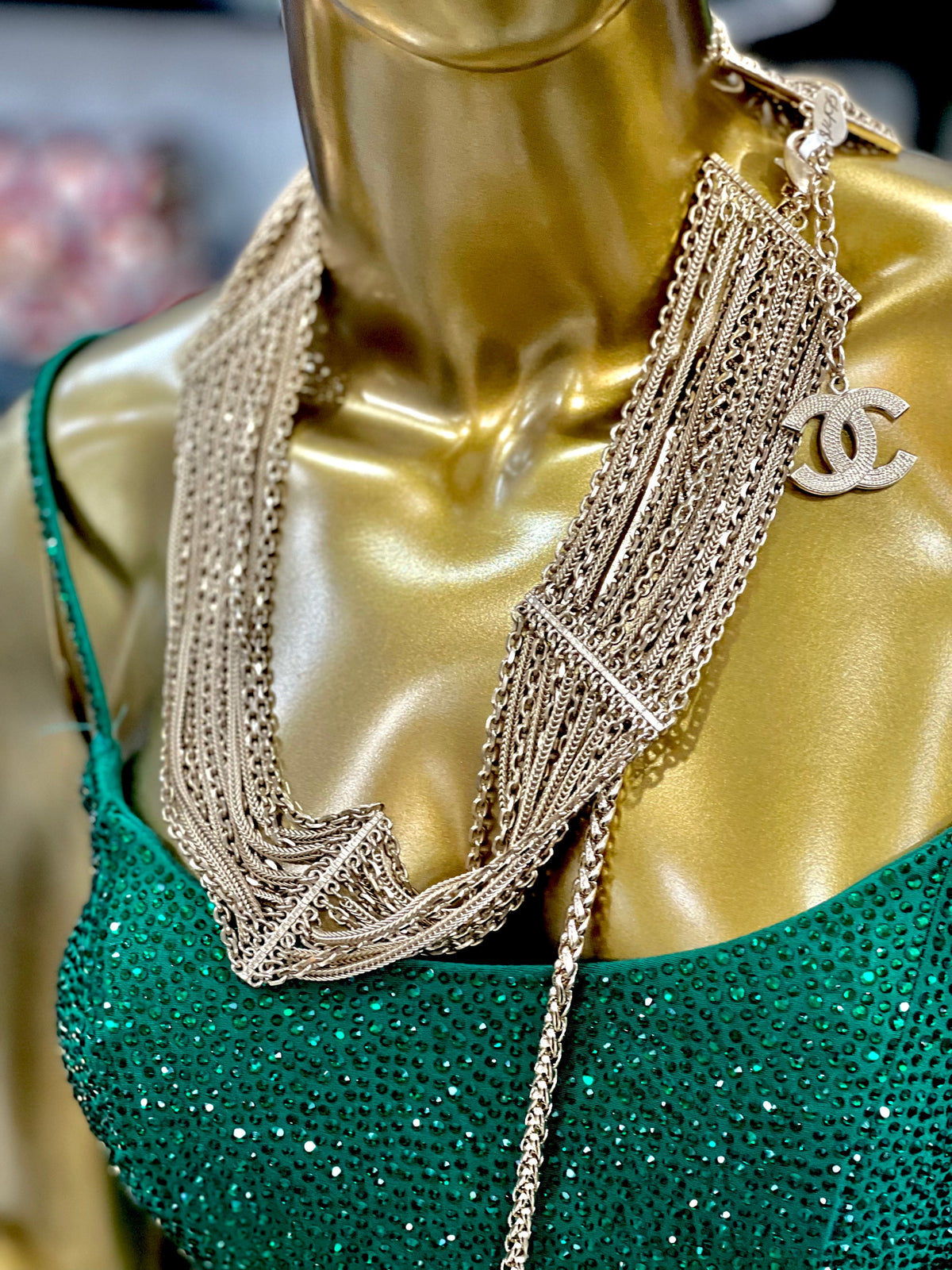 CHANEL CC MULTI STRAND CHAIN LINK NECKLACE