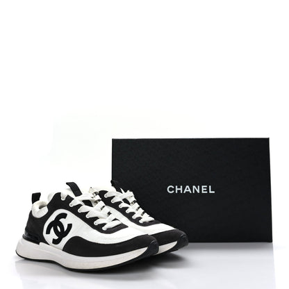 CHANEL CC CALFSKIN SUEDE & NYLON SNEAKERS