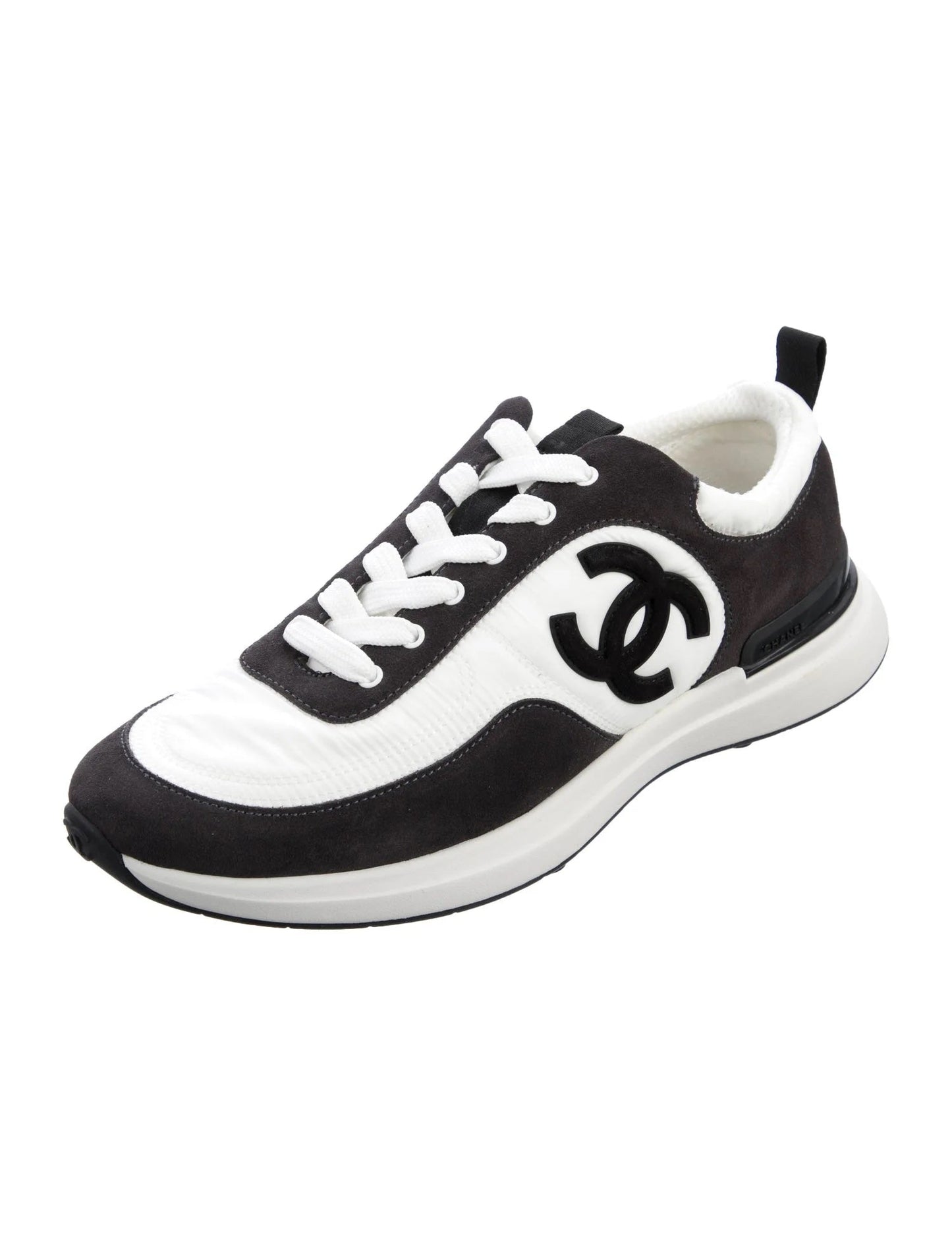 CHANEL CC CALFSKIN SUEDE & NYLON SNEAKERS