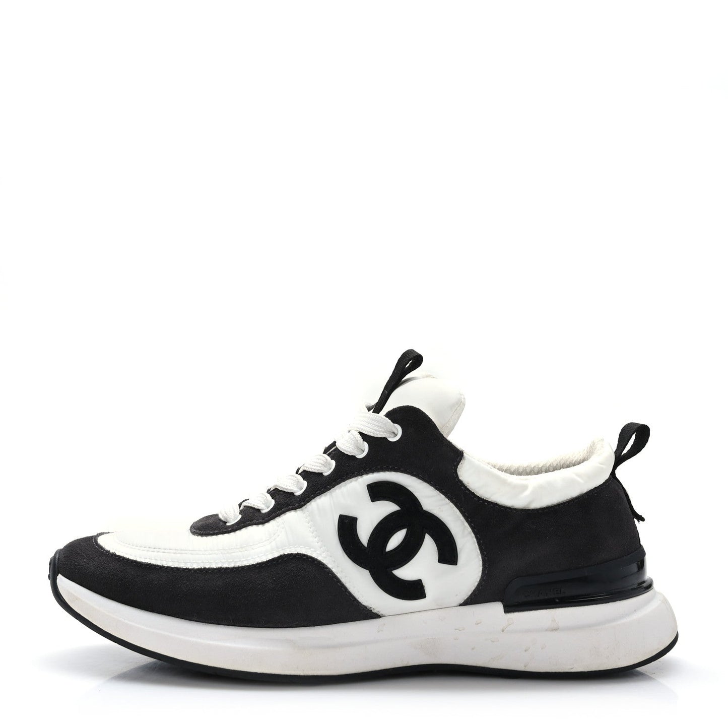 CHANEL CC CALFSKIN SUEDE & NYLON SNEAKERS