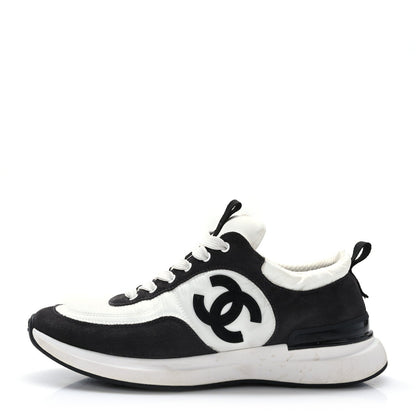 CHANEL CC CALFSKIN SUEDE & NYLON SNEAKERS