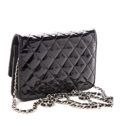 CHANEL BRILLIANT CC QUILTED PATENT WALLET ON CHAIN