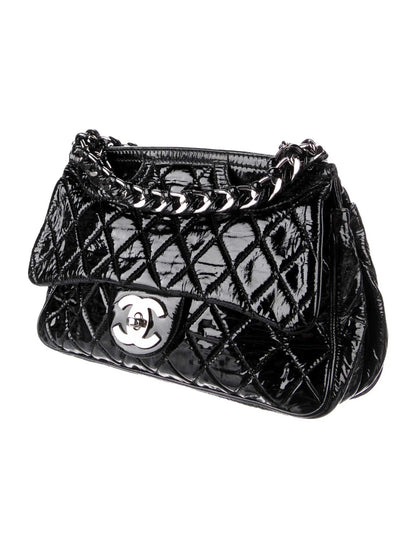 CHANEL QUILTED PATENT LEATHER DAY GLO FLAP BAG