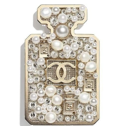 CHANEL 19 STRASS & FAUX PEARL CC PERMUFE BROOCH