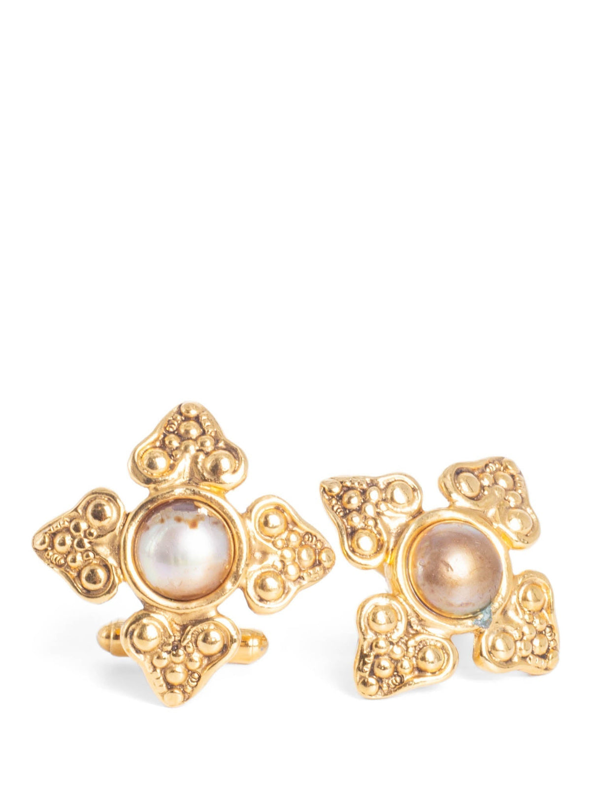 Chanel Pearl Gripoix Cufflinks Gold