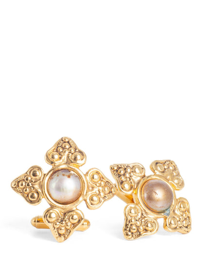 Chanel Pearl Gripoix Cufflinks Gold