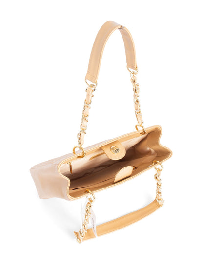 Chanel Quilted  Caviar CC Logo PST Shopper Bag Beige