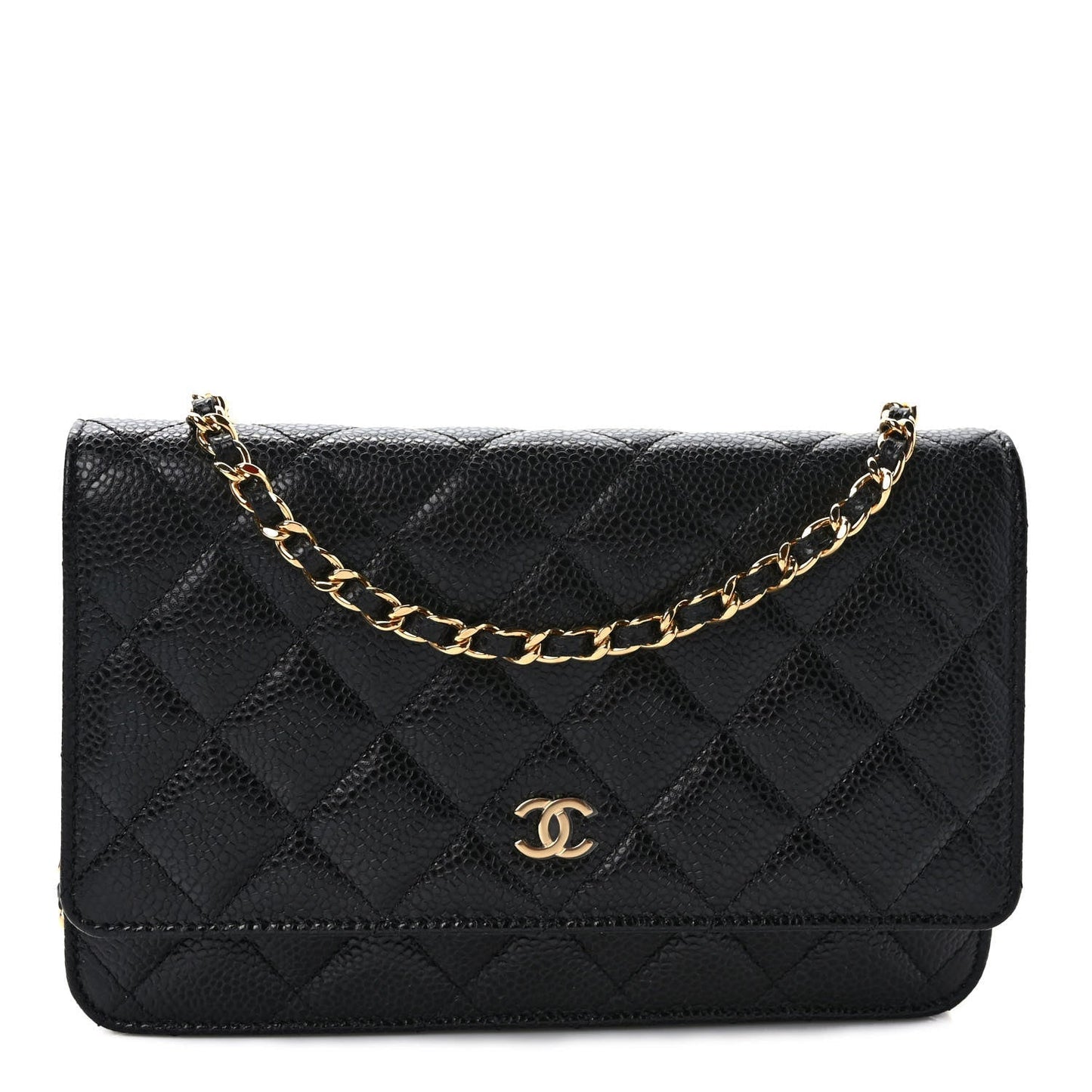 CHANEL CC CAVIAR QUILTED  WALLET ON A CHAIN