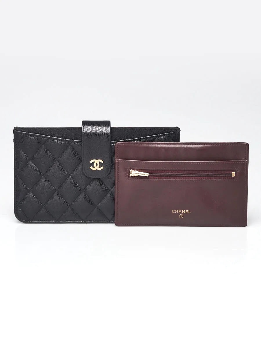 CHANEL CAVIAR QUILTED CLASSIC STRAP POUCH WALLET