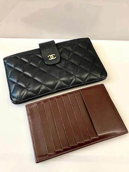 CHANEL CAVIAR QUILTED CLASSIC STRAP POUCH WALLET