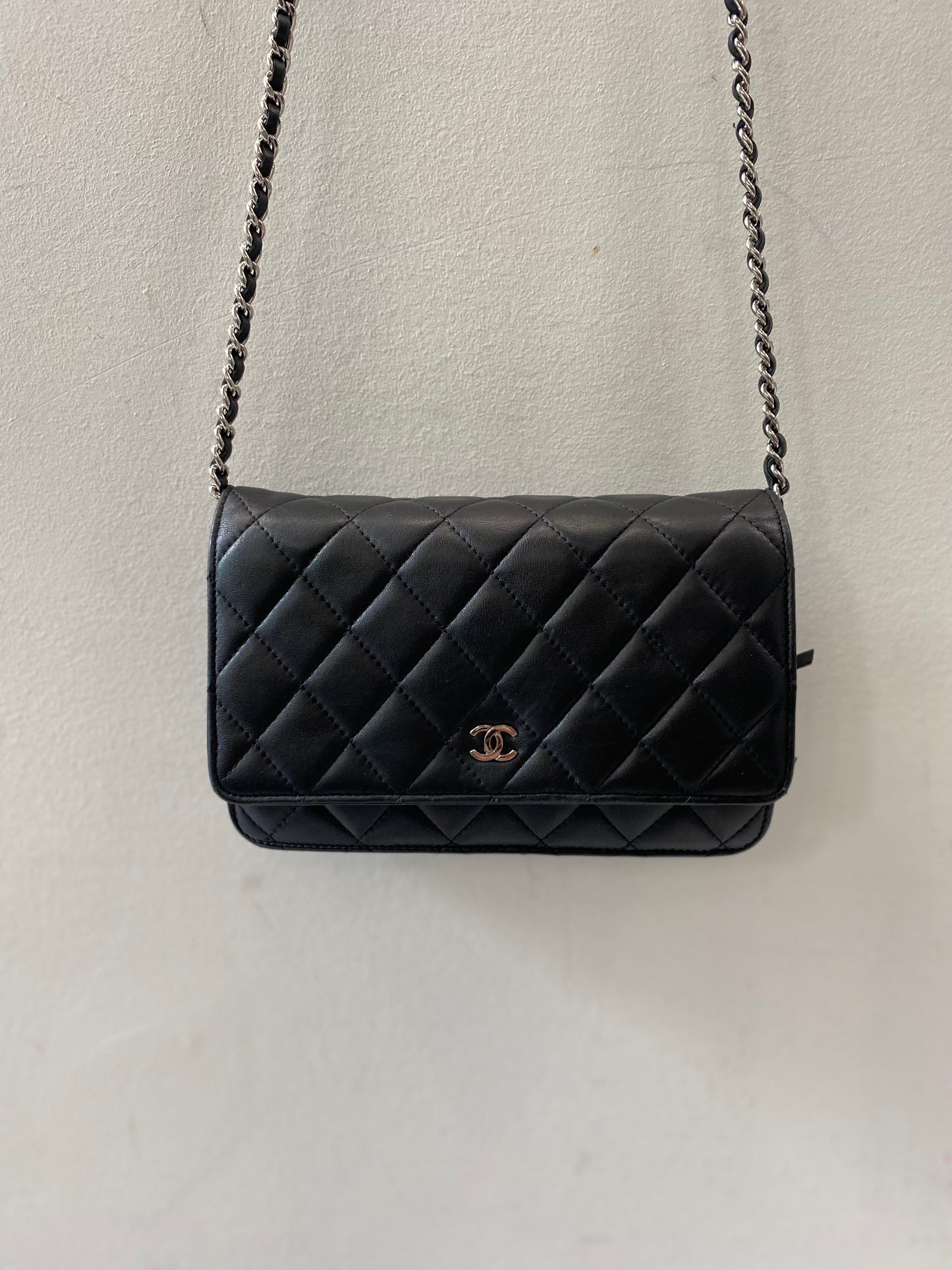 CHANEL QUILTED LAMBSKIN WALLET ON A CHAIN