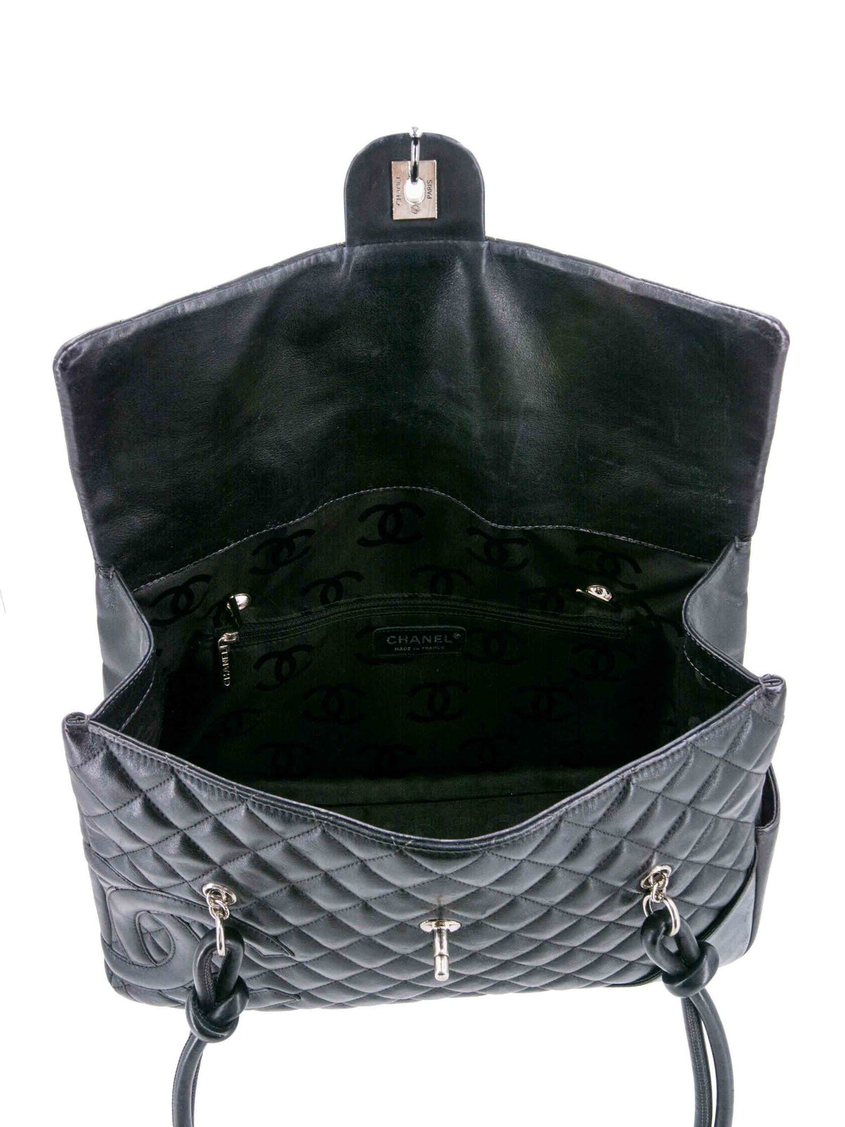 Chanel Quilted Leather CC Flap Maxi Bag Black