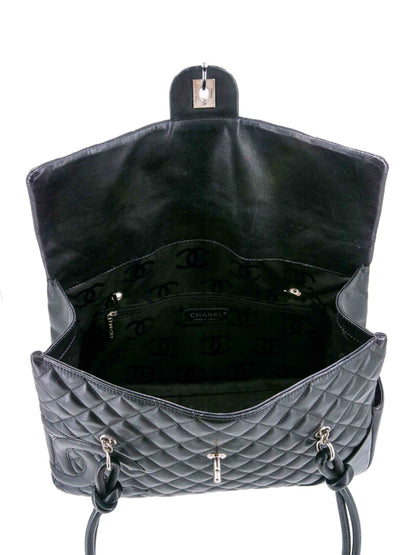 Chanel Quilted Leather CC Flap Maxi Bag Black