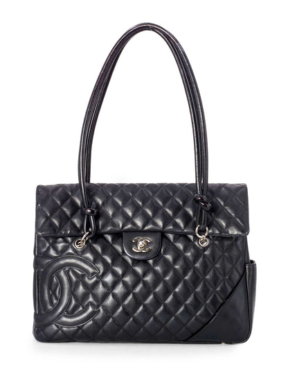 Chanel Quilted Leather CC Flap Maxi Bag Black