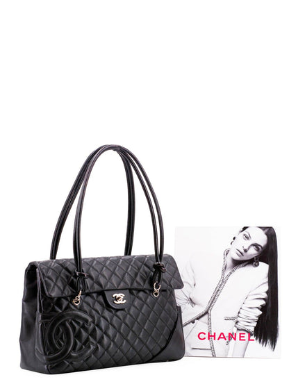 Chanel Quilted Leather CC Flap Maxi Bag Black