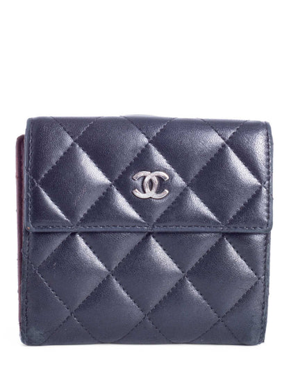 Chanel Quilted Leather CC Logo Bifold Wallet Black
