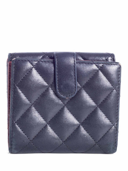 Chanel Quilted Leather CC Logo Bifold Wallet Black