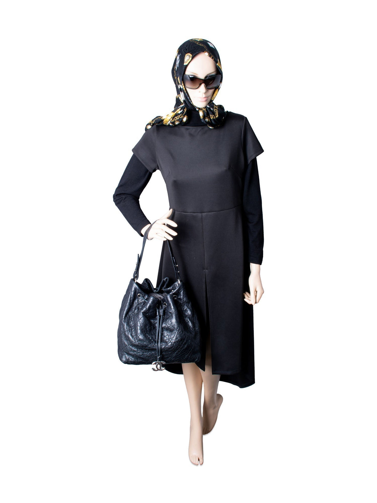 Chanel Quilted Leather Drawstring Large Bucket Bag Black
