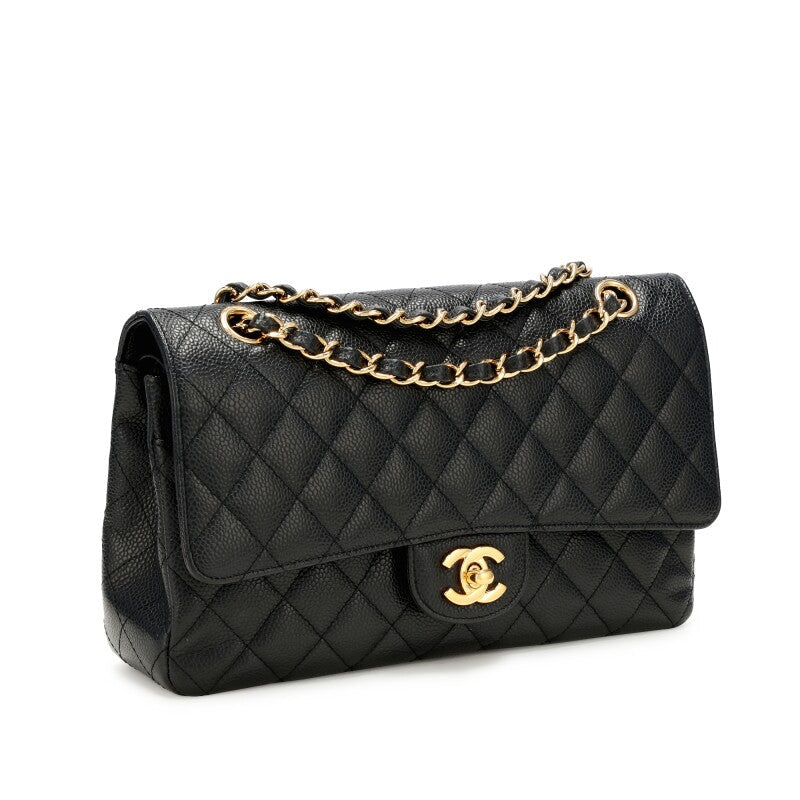 CHANEL QUILTED CAVIAR LEATHER  CLASSIC DOUBLE FLAP MEDIUM BAG