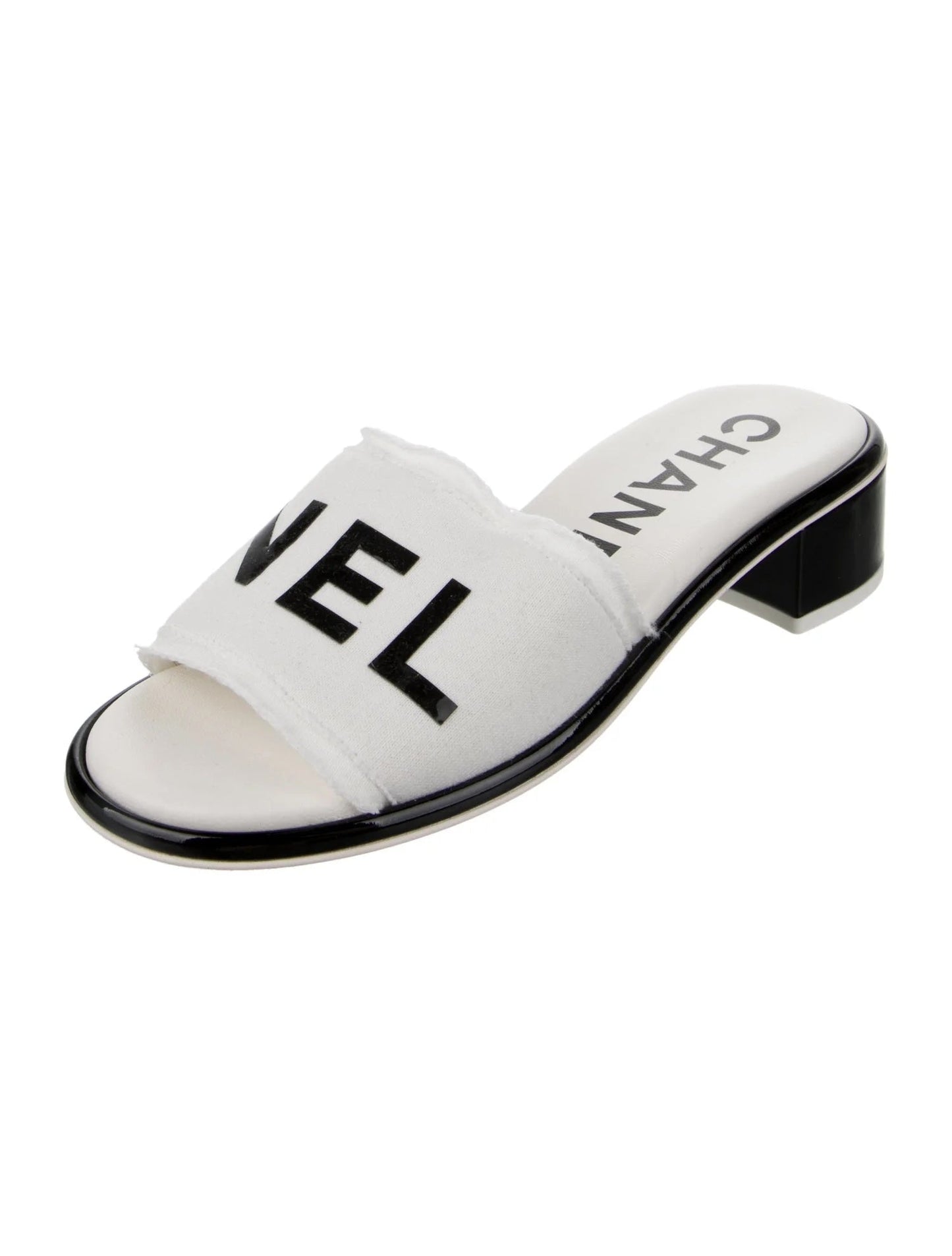 CHANEL RAW EDGE & LEATHER CHA NEL MULES