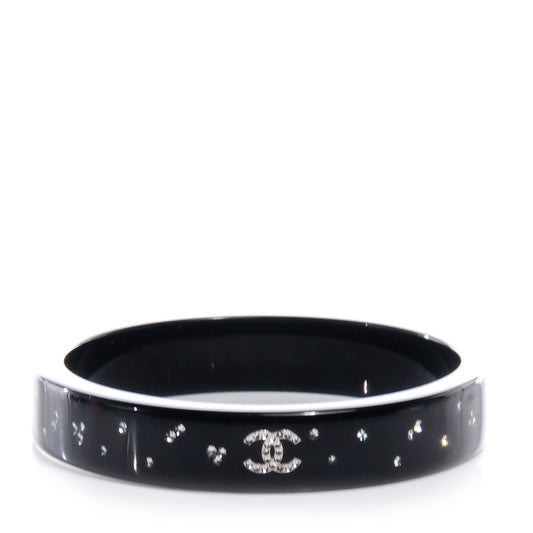 CHANEL RESIN CRYSTAL CC BANGLE BRACELET