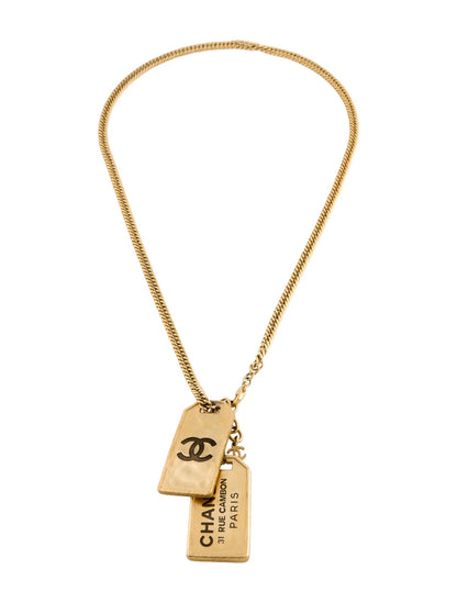 CHANEL RUE CAMBON DOG TAG PENDANT NECKLACE