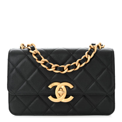 CHANEL SHINY CAVIAR QUILTED FLAP BAG