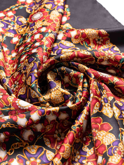 Chanel Silk CC Logo Gripoix Pearl Chain Scarf Multicolor