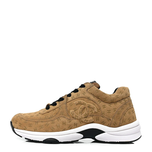 CHANEL SUEDE CALFSKIN PRINTED CC LOW-TOP SNEAKERS