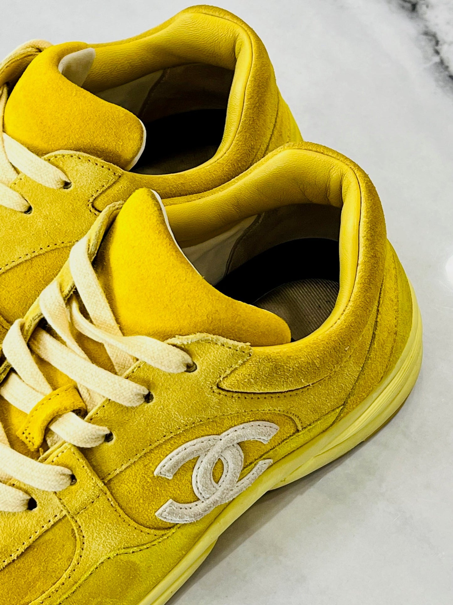 CHANEL CC SUEDE CALFSKIN SNEAKERS
