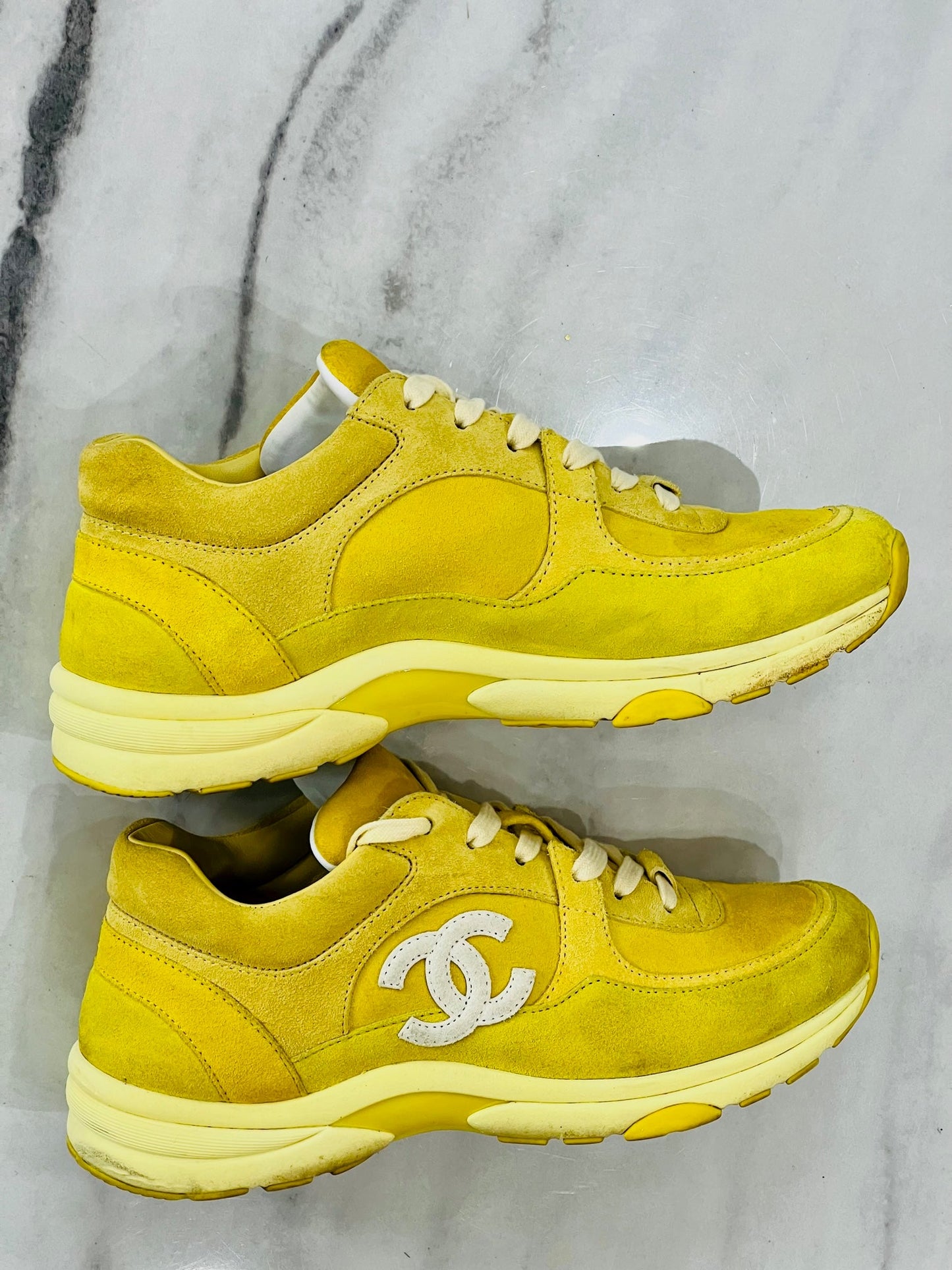 CHANEL CC SUEDE CALFSKIN SNEAKERS