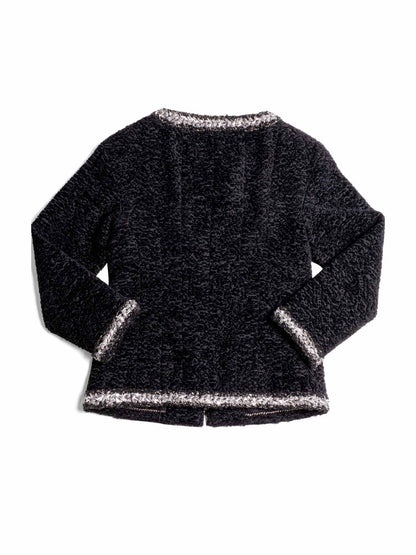 Chanel Tweed Fringe Fitted Jacket Black