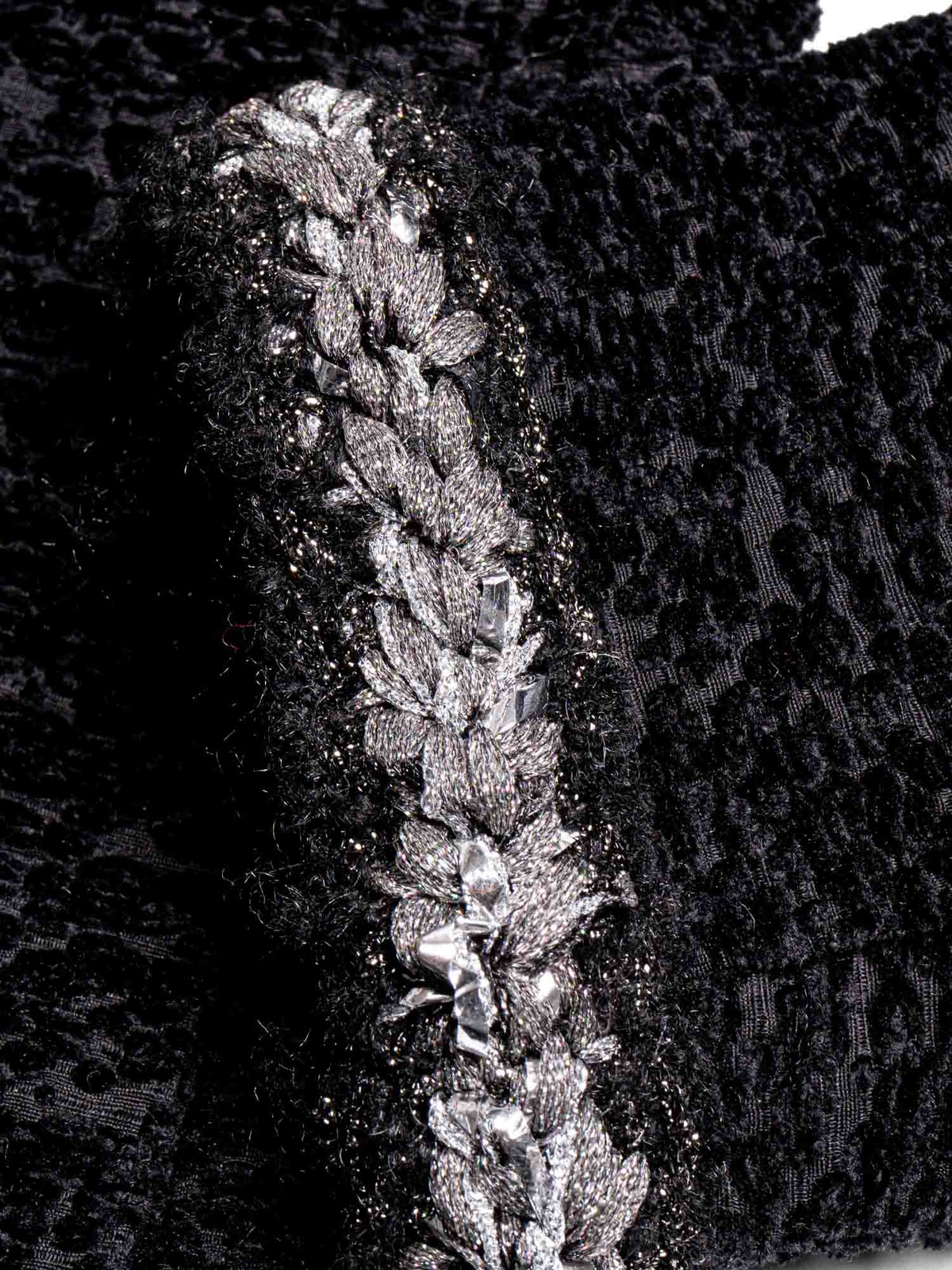 Chanel Tweed Fringe Fitted Jacket Black