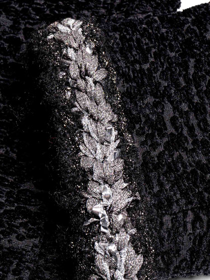 Chanel Tweed Fringe Fitted Jacket Black