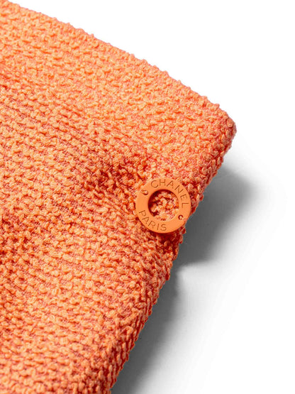 Chanel Tweed Silk Fringe Skirt Orange