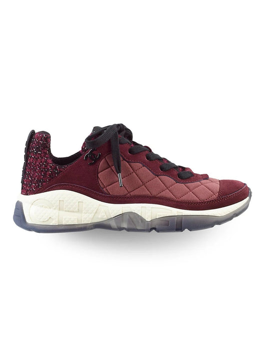 CHANEL SUEDE CALFSKIN TWEED CC SNEAKERS