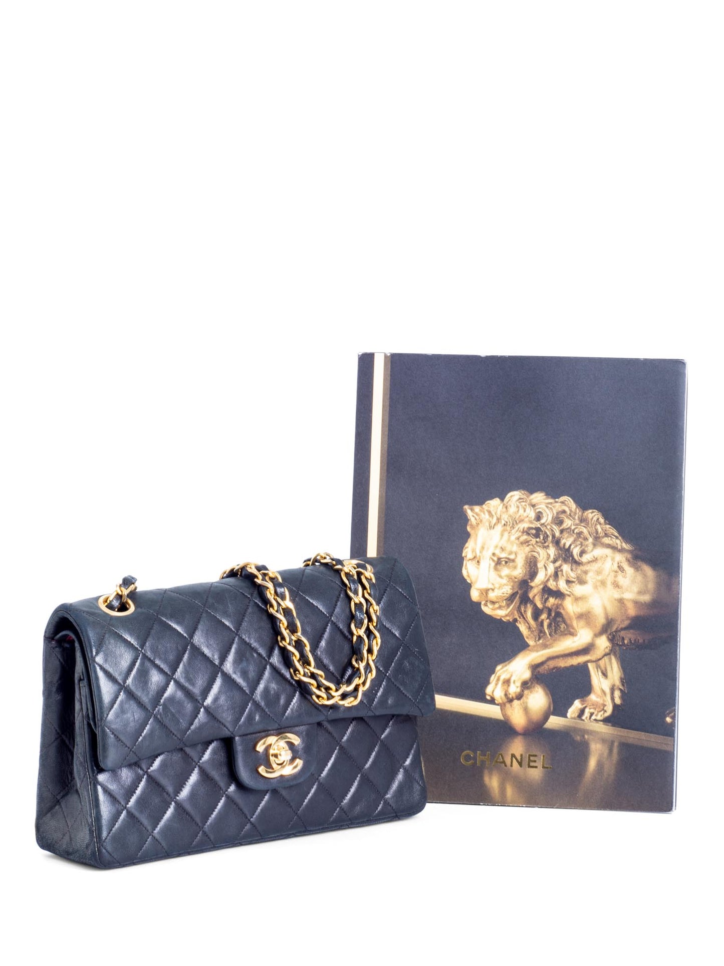 Chanel Vintage . Quilted Leather Small Double Flap Bag Black