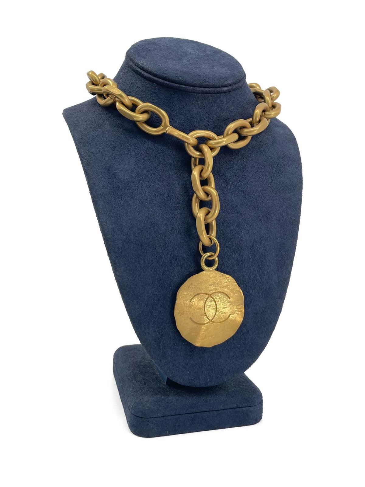 Chanel Vintage CC Logo K Gold Plated Chunky Chain Necklace Belt Gold